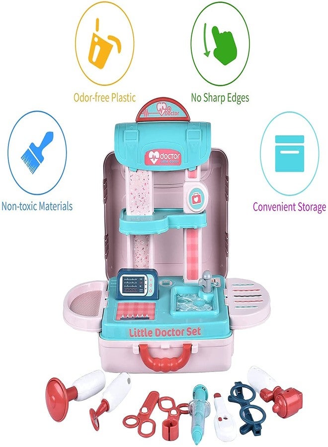 BLUEBELL 3 in 1 Doctor Doctor Set for Kids 3 in 1 Multi Function Pretend Mobile Doctor Medical Play Set with Portable Suitcase Design for Girls and Boys (Pink Doctor Set) - Image 3